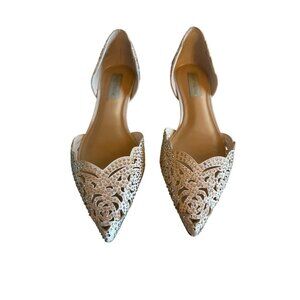Betsey Johnson SB-LUCY Ivory Satin DOrsay Flats Pointed Toe Size 10 Wedding